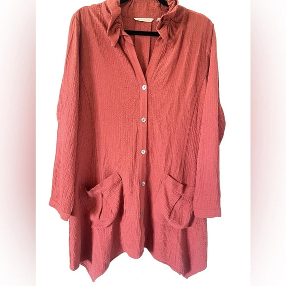 Soft Surroundings Gauze Terracota Longline Top - Picture 6 of 9